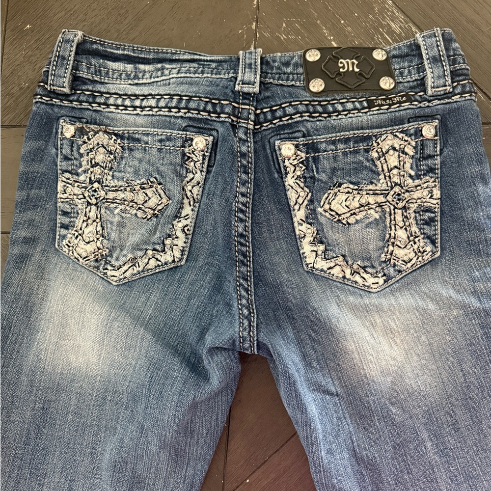 Miss Me Blue Boot Cut Jeans with Embellished Details